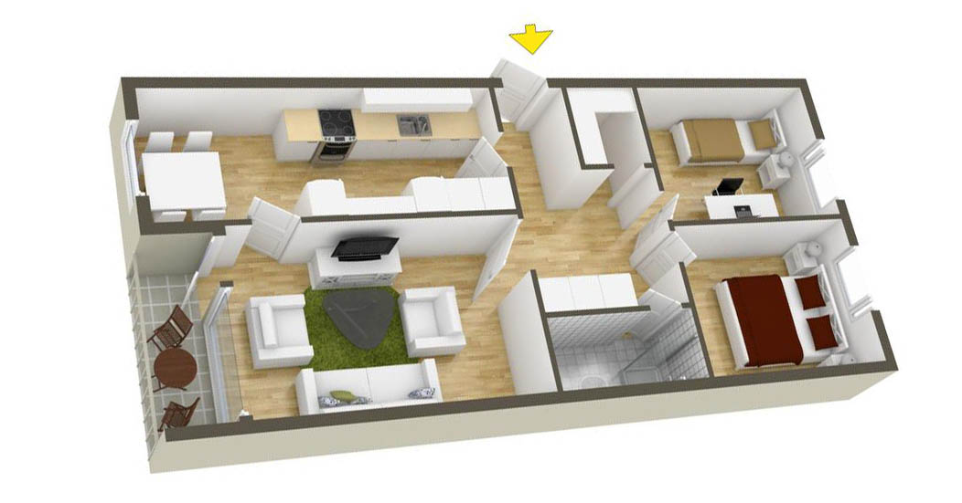 Tiny Two Bedroom Floor Plan